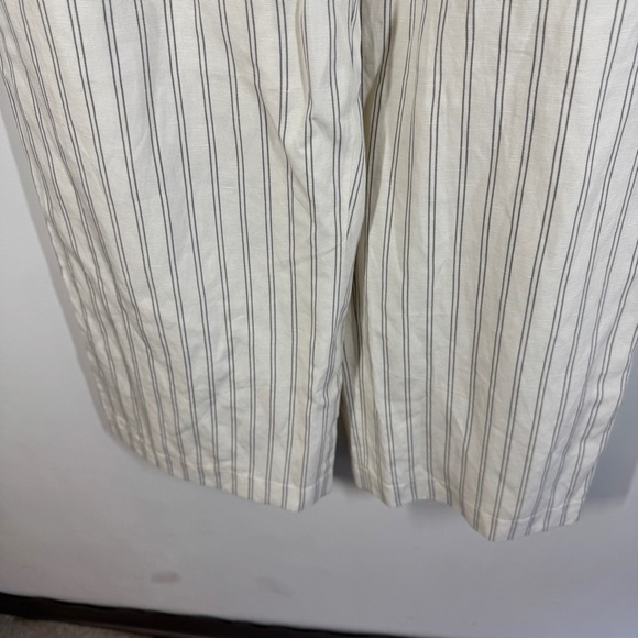 Club Monaco White Pin Striped Linen Blend Wide Leg Pants Size 4 Summer Casual - Picture 5 of 15